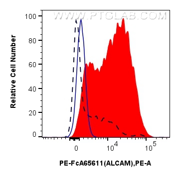 Flow cytometry (FC) experiment of human PBMCs using FcZero-rAb™ PE Anti-Human ALCAM (3A6) Rabbit IgG R (PE-FcA65611)