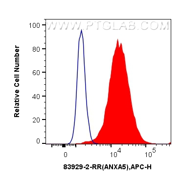 Flow cytometry (FC) experiment of PC-3 cells using ANXA5 Recombinant antibody (83929-2-RR)