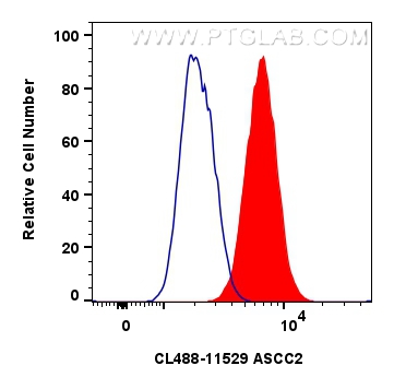 Flow cytometry (FC) experiment of HepG2 cells using CoraLite® Plus 488-conjugated ASCC2 Polyclonal ant (CL488-11529)