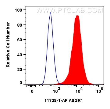 Flow cytometry (FC) experiment of HepG2 cells using ASGR1 Polyclonal antibody (11739-1-AP)