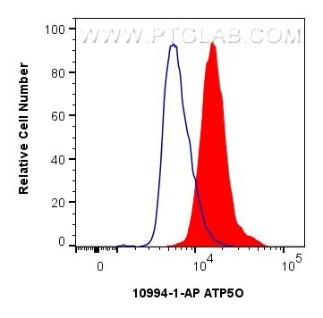 Flow cytometry (FC) experiment of HepG2 cells using ATP5O Polyclonal antibody (10994-1-AP)