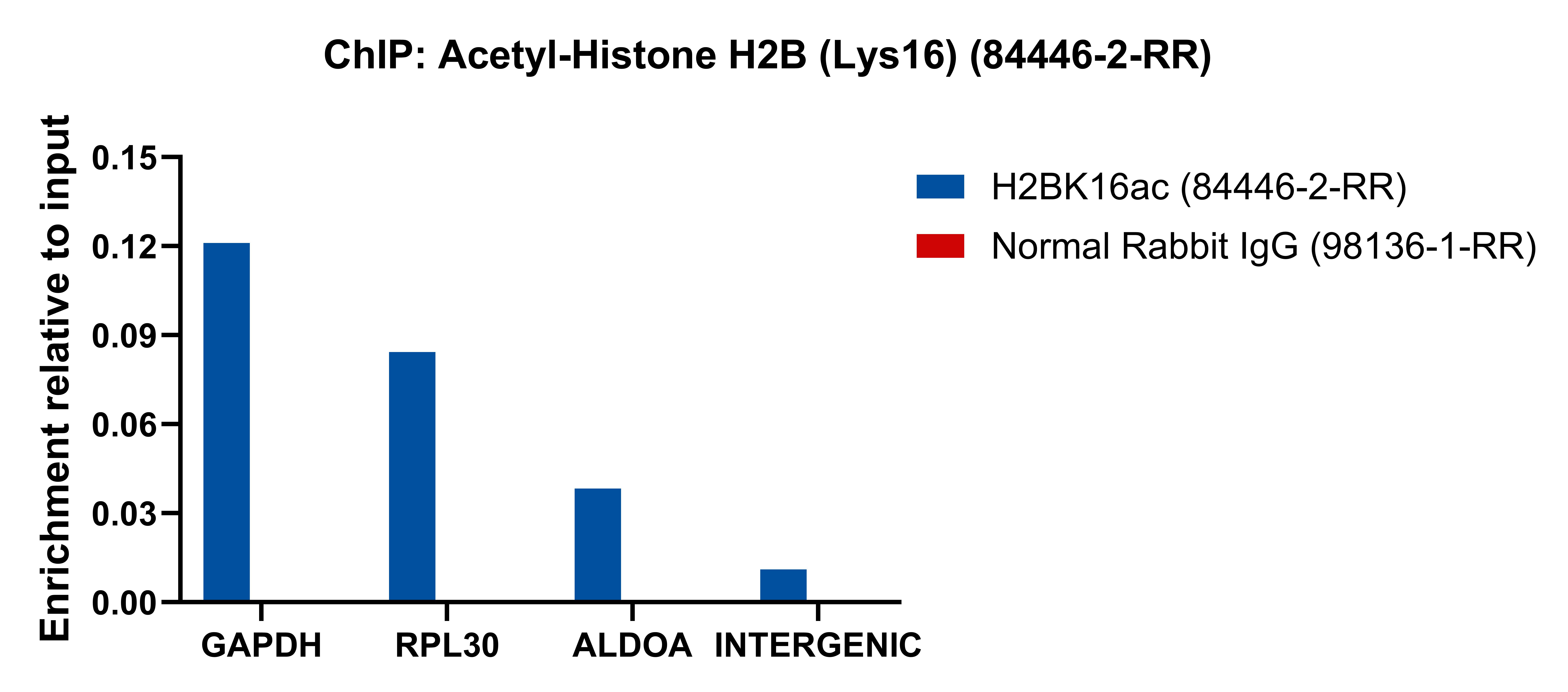 ChIP experiment of HeLa cells using Acetyl-Histone H2B (Lys16) Recombinant antibody (84446-2-RR)