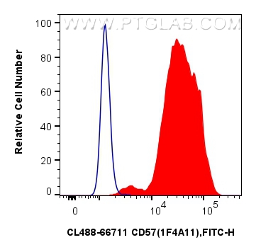 Flow cytometry (FC) experiment of K-562 cells using CoraLite® Plus 488-conjugated B3GAT1 Monoclonal an (CL488-66711)