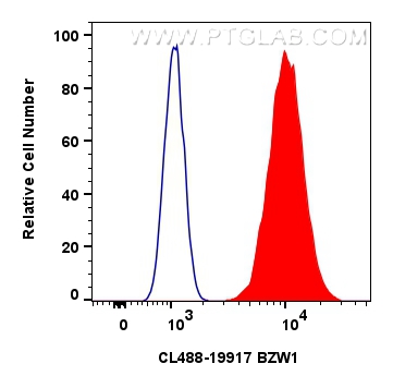 Flow cytometry (FC) experiment of HeLa cells using CoraLite® Plus 488-conjugated BZW1 Polyclonal anti (CL488-19917)