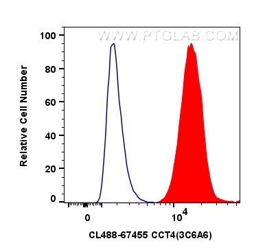 Flow cytometry (FC) experiment of A549 cells using CoraLite® Plus 488-conjugated CCT4 Monoclonal anti (CL488-67455)