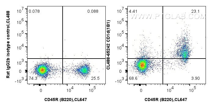 Flow cytometry (FC) experiment of mouse splenocytes using CoraLite® Plus 488 Anti-Mouse CD1d (1B1) (CL488-65242)