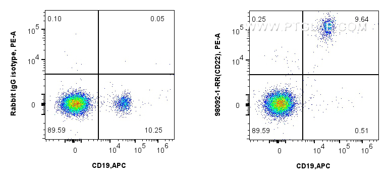 Flow cytometry (FC) experiment of human PBMCs using Anti-Human CD22 Rabbit Recombinant Antibody (98092-1-RR)