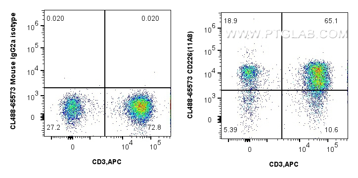 Flow cytometry (FC) experiment of human PBMCs using CoraLite® Plus 488 Anti-Human CD226 (11A8) Mouse I (CL488-65573)
