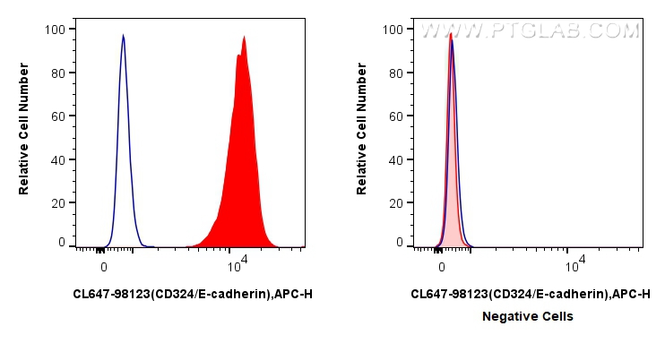 Flow cytometry (FC) experiment of HT-29 cells using CoraLite® Plus 647 Anti-Human CD324 (E-cadherin) R (CL647-98123)