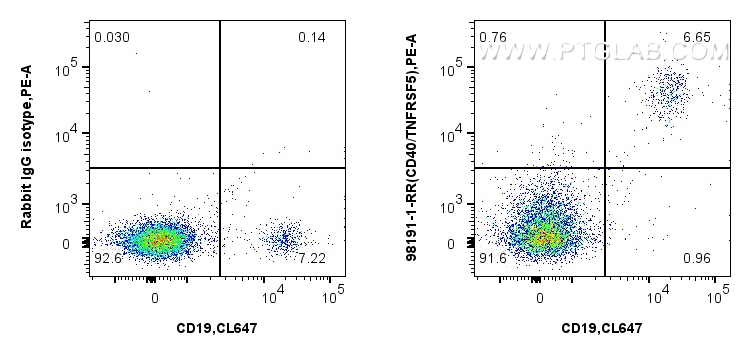 Flow cytometry (FC) experiment of human PBMCs using Anti-Human CD40 Rabbit Recombinant Antibody (98191-1-RR)