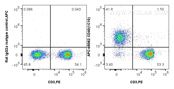 Flow cytometry (FC) experiment of mouse splenocytes using APC Anti-Mouse CD40 (1C10) (APC-65062)