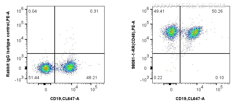 Flow cytometry (FC) experiment of mouse splenocytes using Anti-Mouse CD48 Rabbit Recombinant Antibody (98081-1-RR)