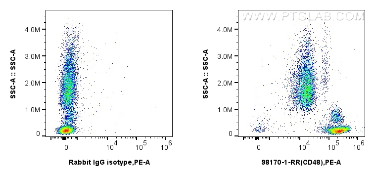 Flow cytometry (FC) experiment of human peripheral blood leukocytes using Anti-Human CD48 Rabbit Recombinant Antibody (98170-1-RR)