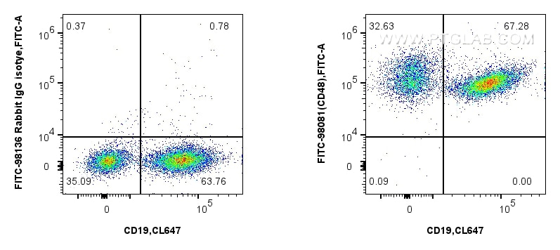 Flow cytometry (FC) experiment of mouse splenocytes using FITC Plus Anti-Mouse CD48 Rabbit Recombinant Antib (FITC-98081)