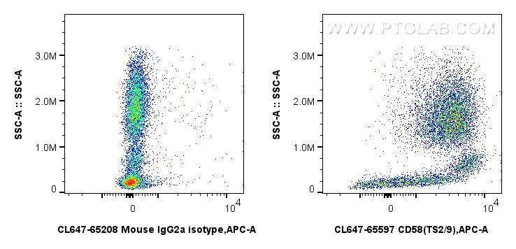 Flow cytometry (FC) experiment of human peripheral blood leukocyte using CoraLite® Plus 647 Anti-Human CD58 (TS2/9) Mouse I (CL647-65597)