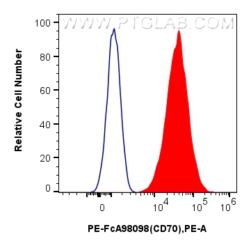 Flow cytometry (FC) experiment of U266 cells using FcZero-rAb™ PE Anti-Human CD70 Rabbit Recombinant  (PE-FcA98098)