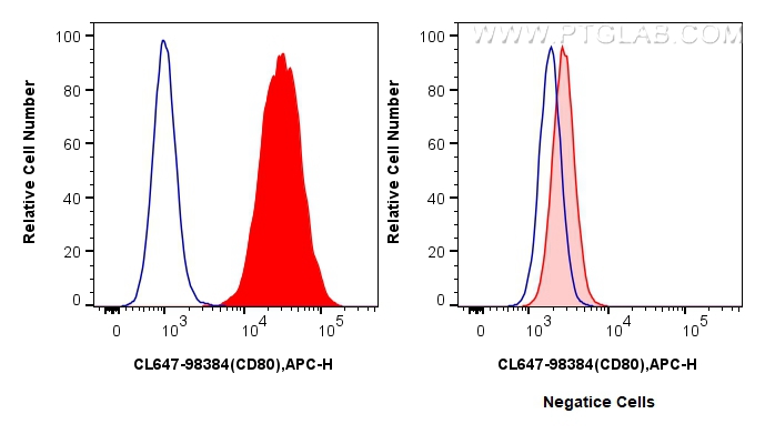 Flow cytometry (FC) experiment of Raji cells using CoraLite® Plus 647 Anti-Human CD80 Rabbit Recombin (CL647-98384)