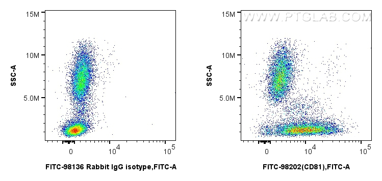 Flow cytometry (FC) experiment of human PBMCs using FITC Plus Anti-Human CD81 Rabbit Recombinant Antib (FITC-98202)