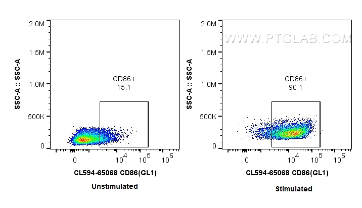 Flow cytometry (FC) experiment of mouse splenocytes using CoraLite®594 Anti-Mouse CD86 (GL1) (CL594-65068)