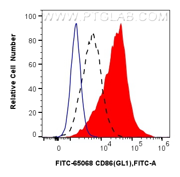 Flow cytometry (FC) experiment of mouse splenocytes using FITC Plus Anti-Mouse CD86 (GL1) (FITC-65068)