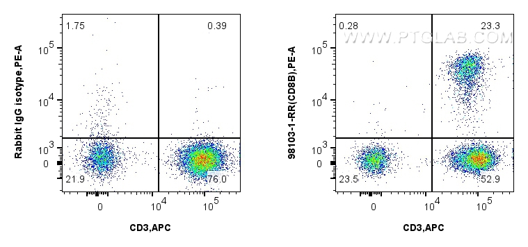 Flow cytometry (FC) experiment of human PBMCs using Anti-Human CD8b Rabbit Recombinant Antibody (98103-1-RR)