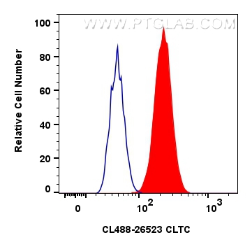 Flow cytometry (FC) experiment of HepG2 cells using CoraLite® Plus 488-conjugated CLTC Polyclonal anti (CL488-26523)