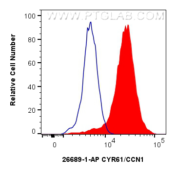 Flow cytometry (FC) experiment of HeLa cells using CYR61/CCN1 Polyclonal antibody (26689-1-AP)