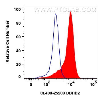 Flow cytometry (FC) experiment of HEK-293 cells using CoraLite® Plus 488-conjugated DDHD2 Polyclonal ant (CL488-25203)