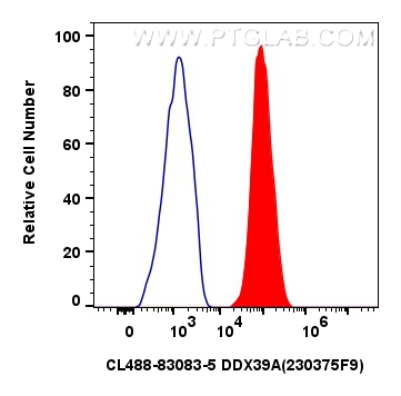 Flow cytometry (FC) experiment of Jurkat cells using CoraLite® Plus 488-conjugated DDX39A Recombinant a (CL488-83083-5)