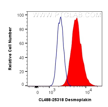 Flow cytometry (FC) experiment of A431 cells using CoraLite® Plus 488-conjugated Desmoplakin Polyclon (CL488-25318)