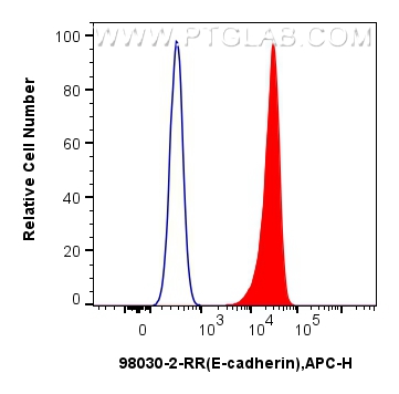 Flow cytometry (FC) experiment of HT-29 cells using Anti-Human E-cadherin Rabbit Recombinant Antibody (98030-2-RR)