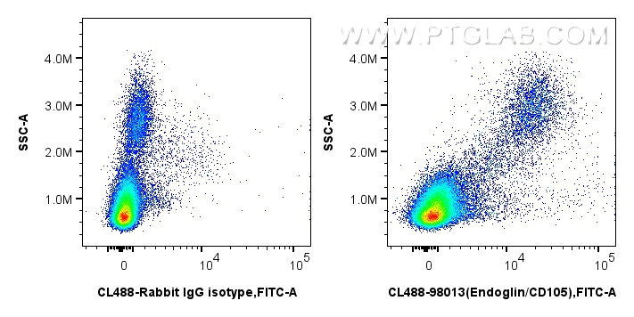 Flow cytometry (FC) experiment of human PBMCs using CoraLite® Plus 488 Anti-Human Endoglin/CD105 Rabbi (CL488-98013)