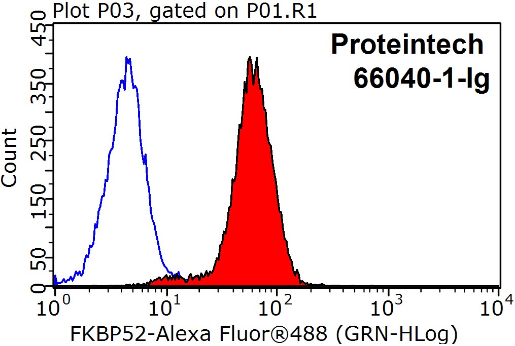 Flow cytometry (FC) experiment of HeLa cells using FKBP52 Monoclonal antibody (66040-1-Ig)