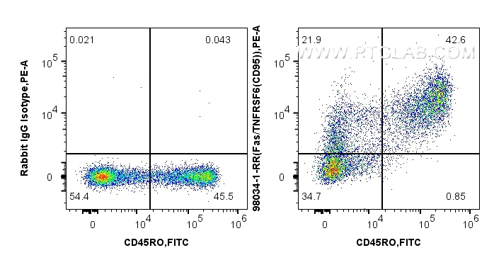 Flow cytometry (FC) experiment of human PBMCs using Anti-Human Fas/CD95 Rabbit Recombinant Antibody (98034-1-RR)