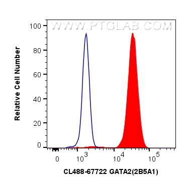 Flow cytometry (FC) experiment of K-562 cells using CoraLite® Plus 488-conjugated GATA2 Monoclonal ant (CL488-67722)