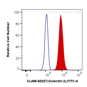 Flow cytometry (FC) experiment of HeLa cells using CoraLite® Plus 488-conjugated Galectin-3 Monoclona (CL488-60207)