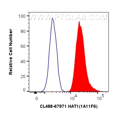 Flow cytometry (FC) experiment of HepG2 cells using CoraLite® Plus 488-conjugated HAT1 Monoclonal anti (CL488-67971)