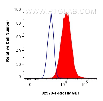 Flow cytometry (FC) experiment of HeLa cells using HMGB1 Recombinant antibody (82973-1-RR)