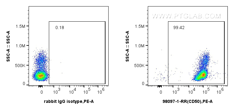 Flow cytometry (FC) experiment of human PBMCs using Anti-Human ICAM3/CD50 Rabbit Recombinant Antibody (98097-1-RR)