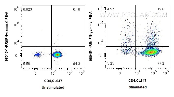 Flow cytometry (FC) experiment of C57BL/6 Th1-polarized splenocytes using Anti-Mouse IFN-gamma Rabbit Recombinant Antibody (98045-1-RR)