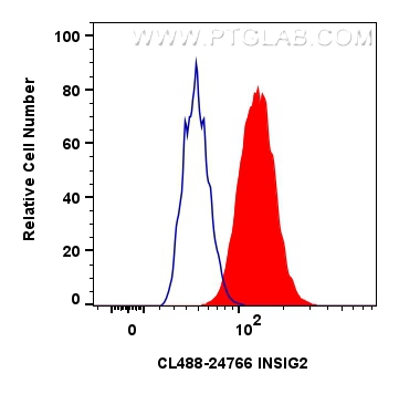 Flow cytometry (FC) experiment of HepG2 cells using CoraLite® Plus 488-conjugated INSIG2 Polyclonal an (CL488-24766)