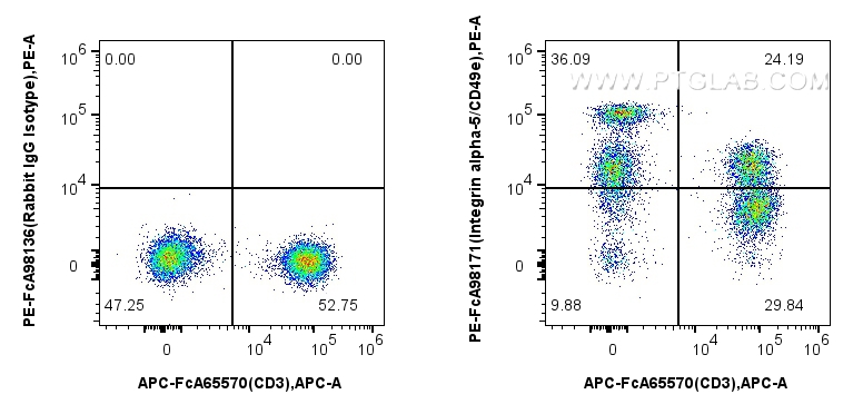 Flow cytometry (FC) experiment of human PBMCs using FcZero-rAb™ PE Anti-Human Integrin alpha-5/CD49e R (PE-FcA98171)