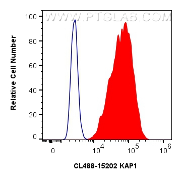 Flow cytometry (FC) experiment of HeLa cells using CoraLite® Plus 488-conjugated KAP1 Polyclonal anti (CL488-15202)