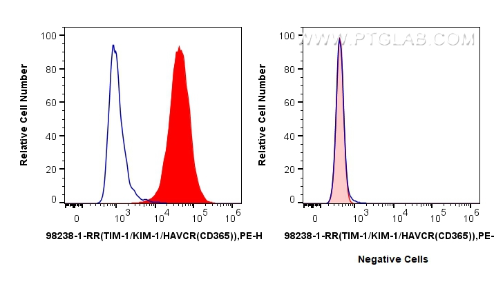 Flow cytometry (FC) experiment of HuH-7 cells using Anti-Human KIM-1/HAVCR1 Rabbit Recombinant Antibod (98238-1-RR)