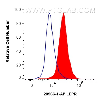 Flow cytometry (FC) experiment of HeLa cells using LEPR Polyclonal antibody (20966-1-AP)