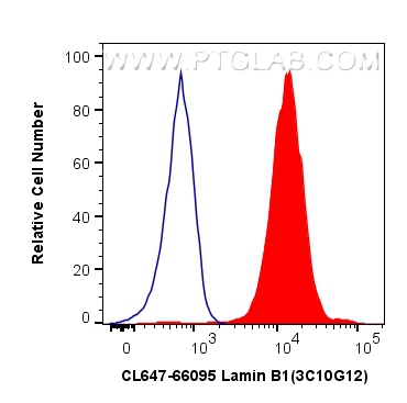 Flow cytometry (FC) experiment of HeLa cells using CoraLite® Plus 647-conjugated Lamin B1 Monoclonal  (CL647-66095)