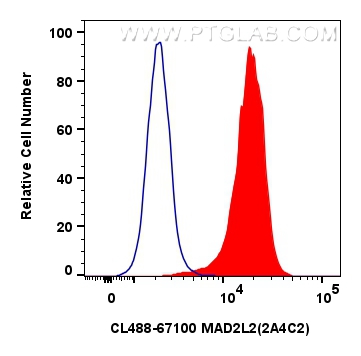 Flow cytometry (FC) experiment of K-562 cells using CoraLite® Plus 488-conjugated MAD2L2 Monoclonal an (CL488-67100)