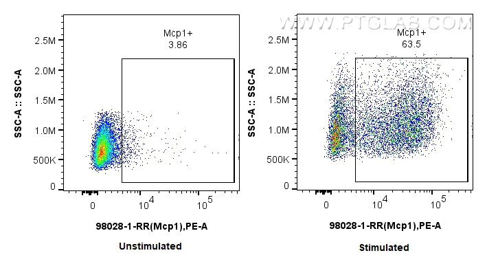 Flow cytometry (FC) experiment of RAW 264.7 cells using Anti-Mouse MCP-1 Rabbit Recombinant Antibody (98028-1-RR)