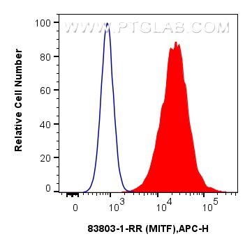 Flow cytometry (FC) experiment of HeLa cells using MITF Recombinant monoclonal antibody (83803-1-RR)