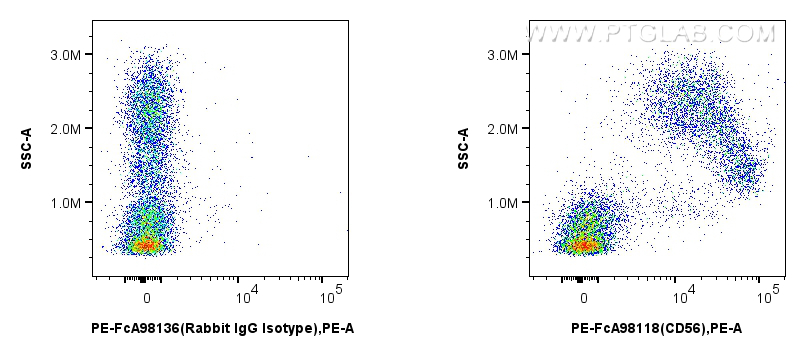 Flow cytometry (FC) experiment of mouse bone marrow cells using FcZero-rAb™ PE Anti-Mouse NCAM1/CD56 Rabbit Recomb (PE-FcA98118)